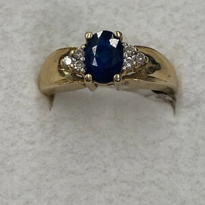 83463 14k Yg Blue Sapphire and Diamond ring